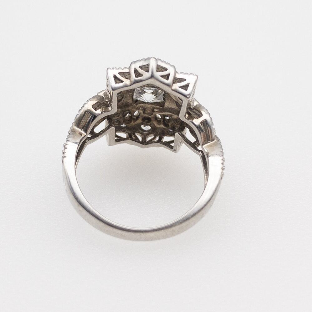 Vintage Inspired 925 Sterling Silver CZ Cocktail Ring Art Deco Style Size 6 - Picture 3 of 12
